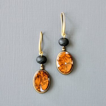 Vintage Orange Glass Earrings