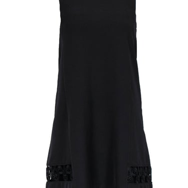 Yoana Baraschi - Black Sleeveless Midi Dress w/ Lace Trim Hem Sz XS