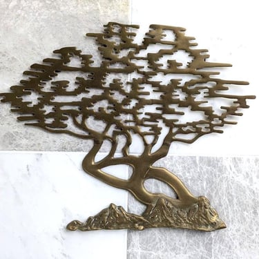 Brass Bonsai Tree of Life Wall Art MCM Mid Century Modern 