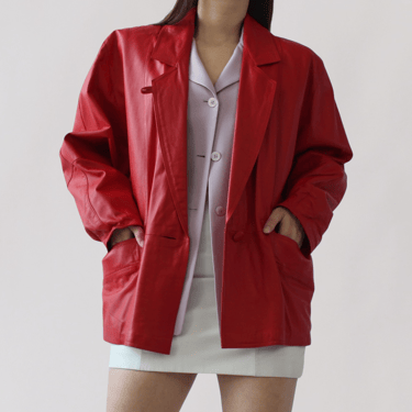 Vintage Fire Red Italian Leather Jacket
