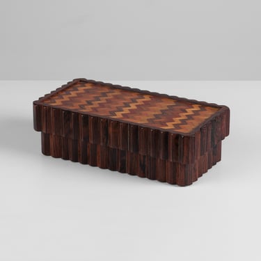 Don Shoemaker Large Marquetry Box with Scallop Trim for Senal 