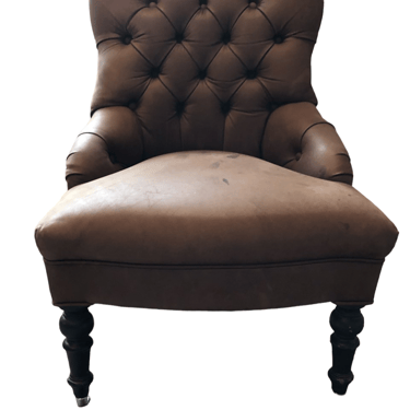 Mitchell Gold Gloria Chair Brown Leather Tufted Chair w/Castors HR177-9
