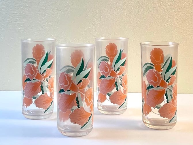 Vintage Set of 4 Palm Beach Modern 1980s Acrylic Ice Tea Glasses by Culver 