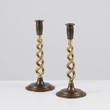 Pair of Brass Barley Twist Candlesticks by Peerage 