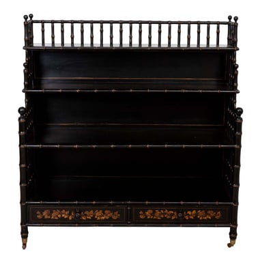 Faux Bamboo Ebonized Bookcase