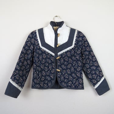 Vintage 1970s Gunne Sax girls' quilted jacket jeunes filles Jessica McClintock calico floral size 12 