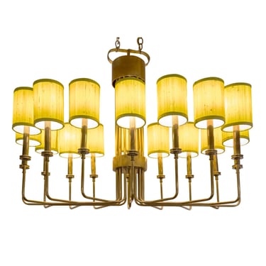 Parzinger Style Large and Impressive Chandelier in Brass 1950s