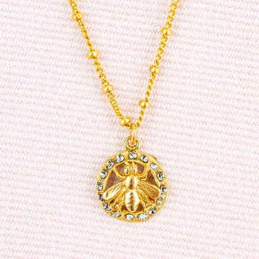 French Rhinestone Bee Necklace