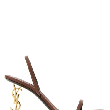 Saint Laurent Woman Brown Leather Opyum 85 Sandals