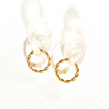 Vintage 14K Yellow Gold Twist Hoop Earrings, Chunky Gold Spiral Hoops, Heavy 585 Statement Earrings, Classic Gold Hoops, 40mm 