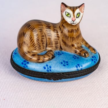 Vintage Limoges Cat Trinket Box