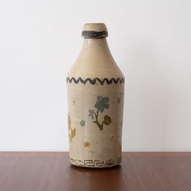 Floral Painted Stoneware Bottle