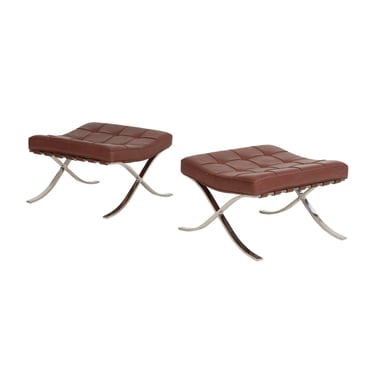 Pair of Mies van Der Rohe Barcelona Ottomans for Knoll International