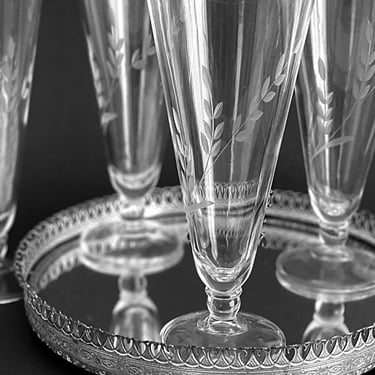 Vintage Etched Bar Glassware