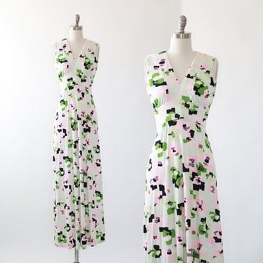 Vintage 70s abstract maxi dress 