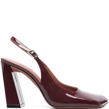 Amina Muaddi Women Charlotte Patent Leather Slingback Pumps