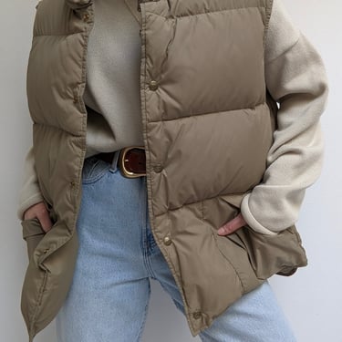 Vintage Taupe Goose Down Puffer Vest