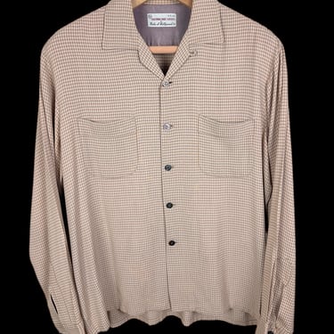 Vintage 1950's Size L Atomic Print Loop Collar Rayon