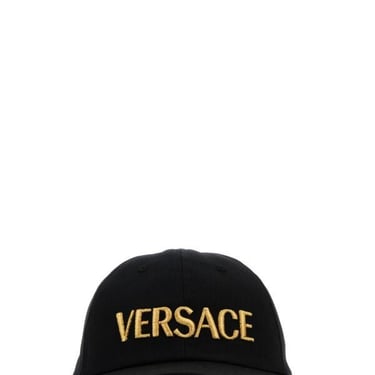 Versace Men Black Cotton Baseball Cap