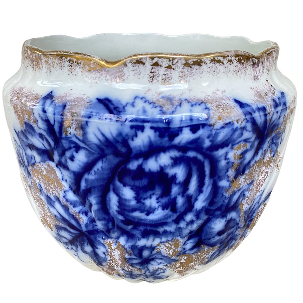Antique English flow blue jardinière, transferware cachepot, | Vintage ...