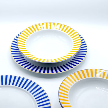 Vintage SPAL Striped Plate and Bowl Set | Vintage Ikea | Set of Three Plates, Three Bowls 