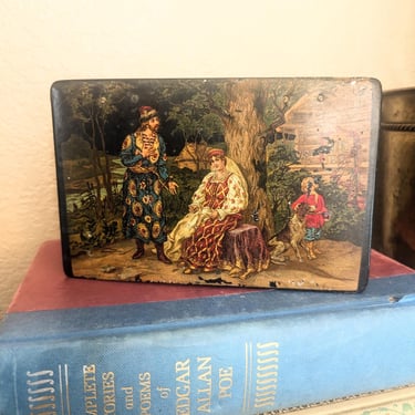 Distressed Russian Lacquer Tea Box 