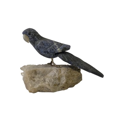 Natural Stone Carved Gray Color Bird on Crystal Artistic Figure Display ws3225E 