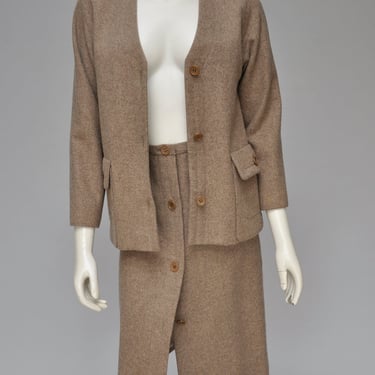 1960s GALANOS camel wool skirt and blazer set XS 
