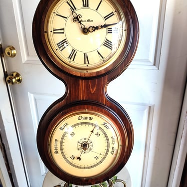 VINTAGE Ethan Allen Wall Clock with Barometer 