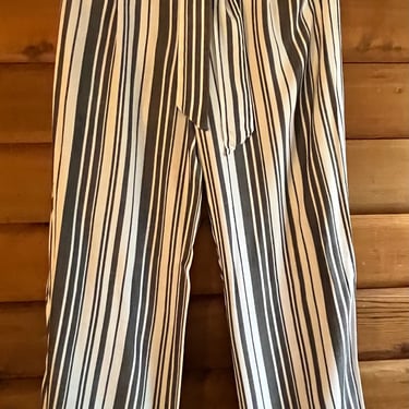H & M Divided Striped Cotton/Linen Pants with Tie Belt Size 6-8 