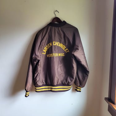 Vintage 1970's Chevy Chevrolet Bomber Nylon Jacket / L / Racing Advertising 