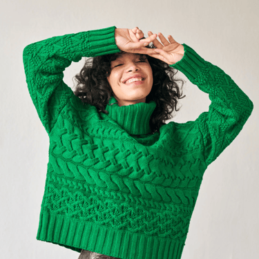 Cable sweater, bright green