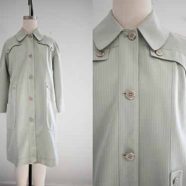 1970s Misty Harbor Pale Silver Sage Trench Coat 