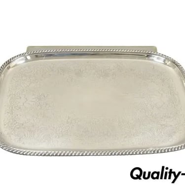 Vintage Victorian EPC Silver Plated Etched Twin Handle Serving Platter Tray