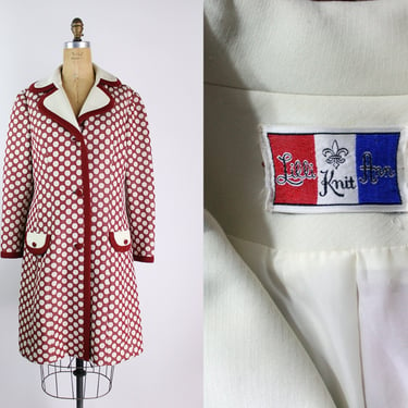 60s Lilli Ann Polka Dot Coat / Red and Cream Polka / 1960s Lilli Ann / 