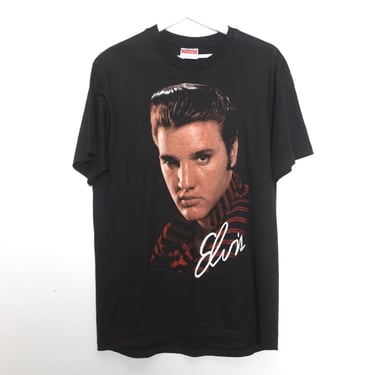 vintage ELVIS 1980s 50/50 single stitch BLACK vintage t-shirt -- size medium/large vintage shirt ELVIS Presley soft - Free ship U.S.A 