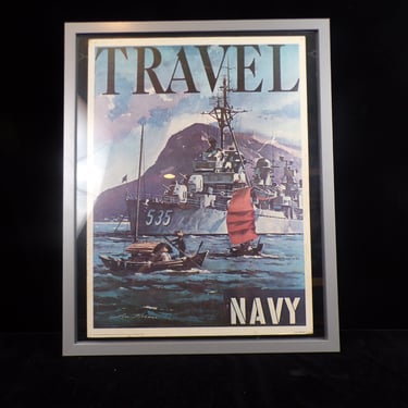 ws/Original Navy Recruiting Poster, US Gov Printing Office, 1975, Framed