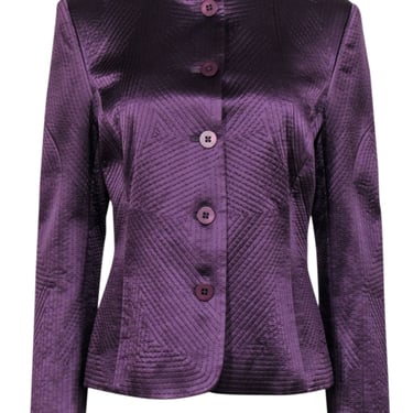 Ellen Tracy - Dark Purple Silk Embroidered Jacket Sz 10