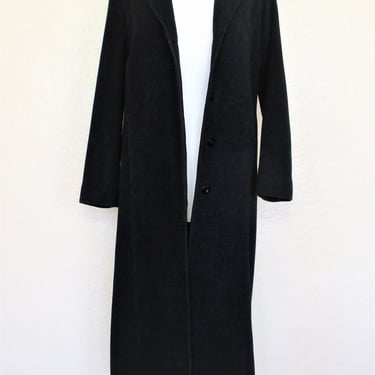 Vintage Bill Blass Maxi Coat, Size 2 Women, Black Wool Blend, Long Coat 