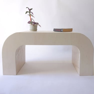 Curved Coffee Table, Horseshoe Coffee Table, U shaped coffee table, Modern simple rounded table - WhiteWash 