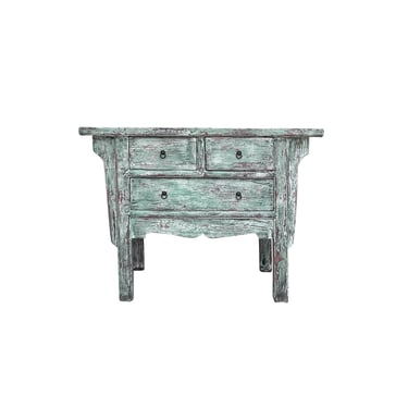 Vintage Distressed Pastel Green Marks Drawers Credenza Side Table Cabinet ws4435E 