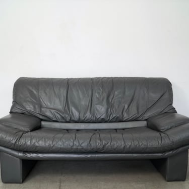 1980’s Postmodern Italian Nicoletti Leather Sofa 