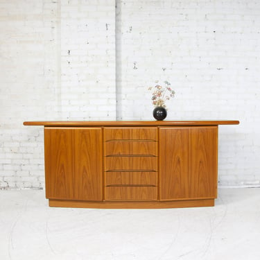 Vintage MCM bowed teak 5 drawer credenza / console cabinet made in Denmark | Free delivery only in NYC and Hudson Valley areas 