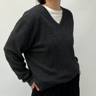 Vintage Charcoal Cashmere V-Neck Sweater