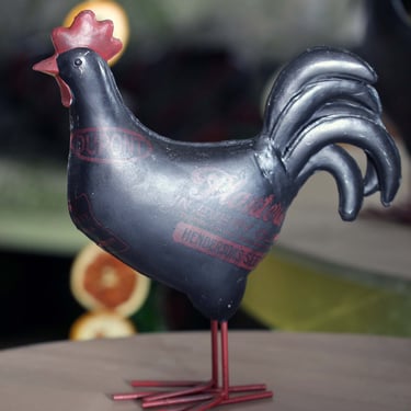 Vintage Tin and Metal Folk Art Rooster Figurine 