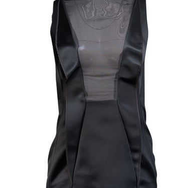 Cedric Charlier - Black Sleeveless Mesh Detail Structured Top Sz 4