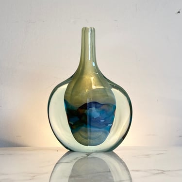 Michael Harris designed glass vase by Mdina of Malta 