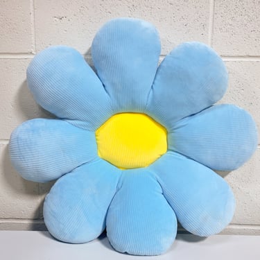 Large Baby Blue and Yellow Flower Pillow