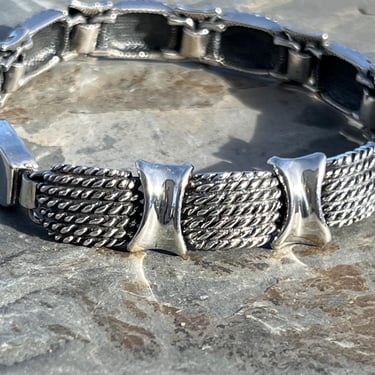 D'Molina ~ Mexican Sterling Silver Braided Dome Link Bracelet 