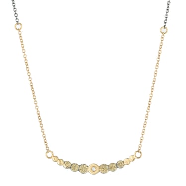 Tiny Gold Dot Necklace - 22k/18k Gold, Oxidized Silver + VS Diamond